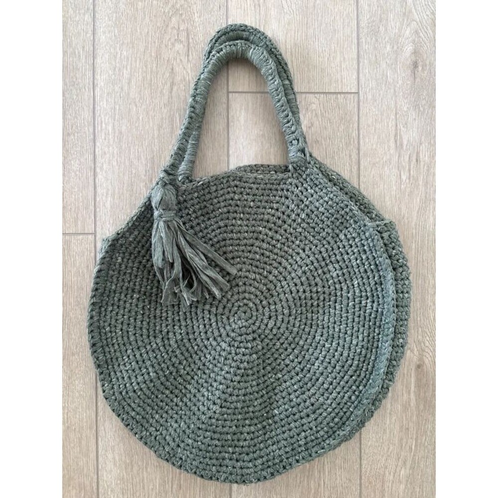 Retro handmade crochet green capri circle bag SoHo boho Y2K